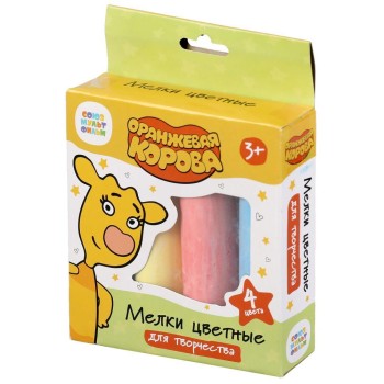MultiArt. Мелки цветные "Оранжевая корова" 4 цв, асфальтовые арт.100MEL4-ORCOW