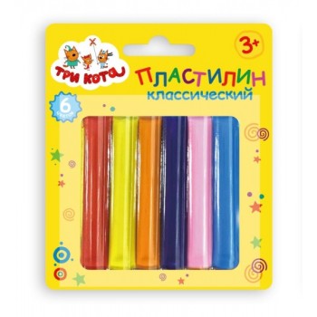 MultiArt. Пластилин "Три Кота" 6 цв., на блистере, арт.MCB-6-TC