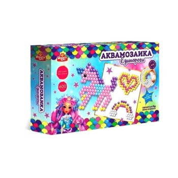 MultiArt. Аквамозаика "Единороги" 600 бусин, арт.AQUABEADS600-MULART3