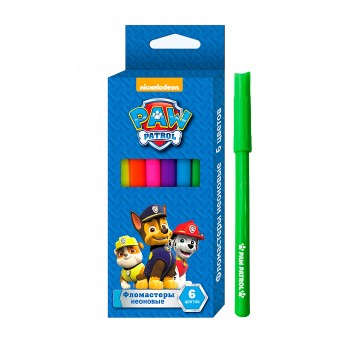 Щенячий патруль. Фломастеры неон 6 цветов арт.33988