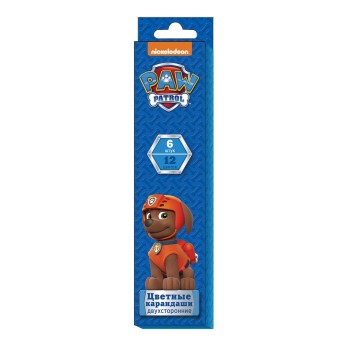 Щенячий патруль. Цветные карандаши двусторонние 6шт./12цв. арт.30804