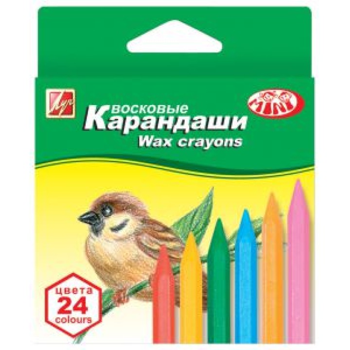 Луч. Карандаши восковые шестигранные "Мини" 24 цв. арт.12С 866-08 /52