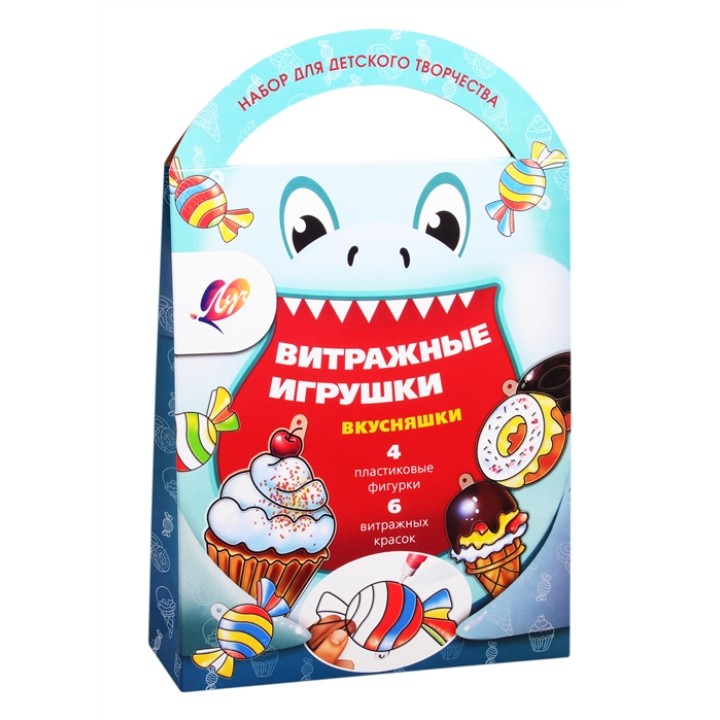 Луч. Набор красок по стеклу с трафаретом "Вкусняшки" арт.30С 1918-08 /8