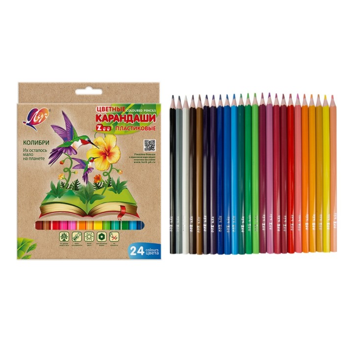 Луч. Карандаши цветные шестигранные "Zoo" 24 цв. (пластиковые) арт.29С 1742-08 /24
