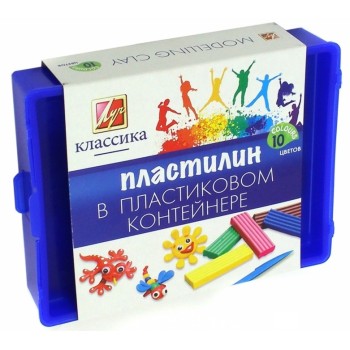 Луч. Пластилин "Классика" 10 цв. в пластмассовом контейнере арт.20С 1345-08 /10