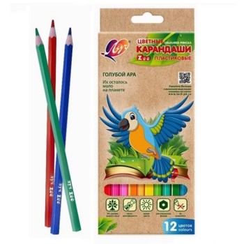 Луч. Карандаши цветные шестигранные "Zоо" 12 цв. (пластиковые) арт.29С 1740-08 /48