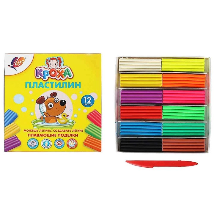 Луч. Пластилин "Кроха" плавающий 12 цв арт.29С 1769-08 /20