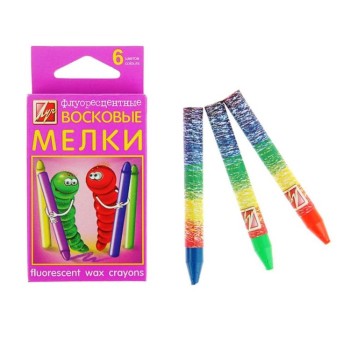 Луч. Восковые мелки флуоресцентные на масляной основе (круглые) 6 цв. арт.15С 1054-08 /48