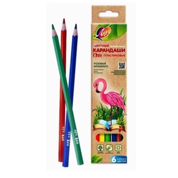 Луч. Карандаши цветные шестигранные "Zоо" 6 цв. (пластиковые) арт.29С 1739-08 /96