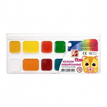 Луч. Акварель "Zоо" 12 цв. б/к арт.19С 1249-08 /48