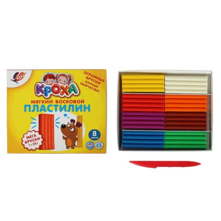 Луч. Пластилин мягкий "Кроха" (Мега) 8 цв. арт.29С 1774-08 /16