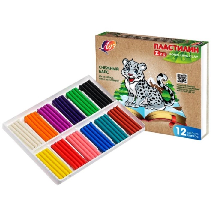Луч. Пластилин "Zоо" 12 цветов арт.29С 1722-08 /20