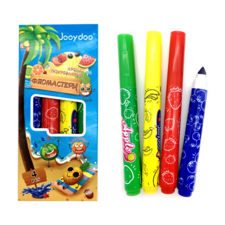 Intelligent. Фломастеры 4 цв. "Jooydoo" ароматизированные арт.BY-464