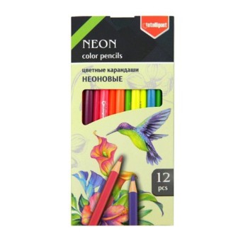 Intelligent. Карандаши 12 цв. "Неоновые" трехгранные, деревянные, заточенные, в кор арт.CD-7003