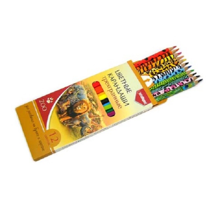 Intelligent. Карандаши 12 цв. "Сафари", трехгранные арт.BN-36