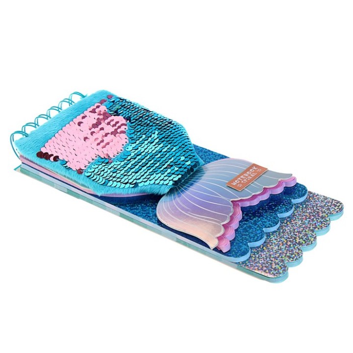 Intelligent. Блокнот с пайетками "Русалочий хвост" 40+40 л, 2 вида фигурной линовки арт.BX-69