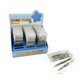 Intelligent. Ручки гелевые набор 12цв. 6 шт. "Yimei" двух-е игольчатый стерж, прозр. корп арт.CH-201