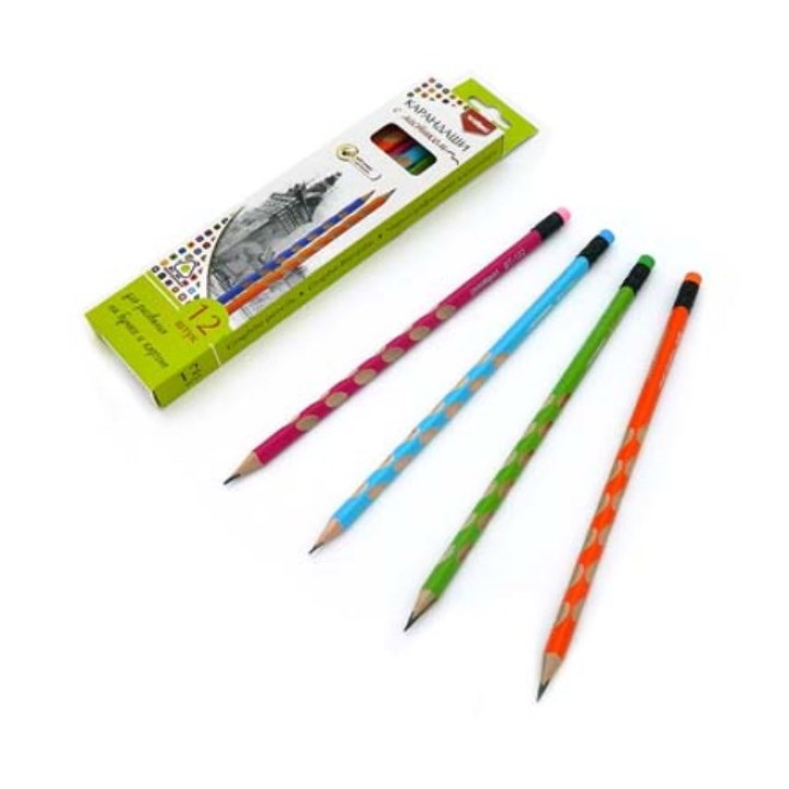 Intelligent. Карандаш пр. с анатомич выемками 3х-гр, с ластиком, в кор арт.ВТ-182 (поштучно)