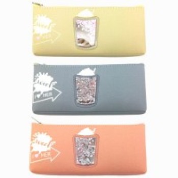 Intelligent. Пенал "Коктейль" №BD-728 косметичка, аппликация с сухими блестками, цв. в ассорт. CA-62