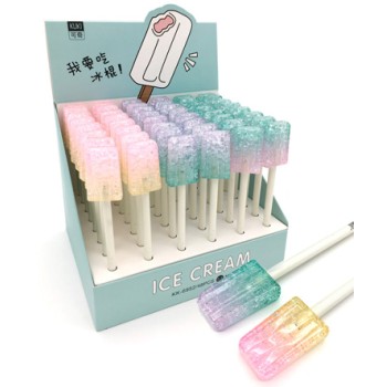 Intelligent. Ручка фигурная гелевая арт.KK-6952 "Эскимо"синяя, с фигуркой на колпачке, цв асс