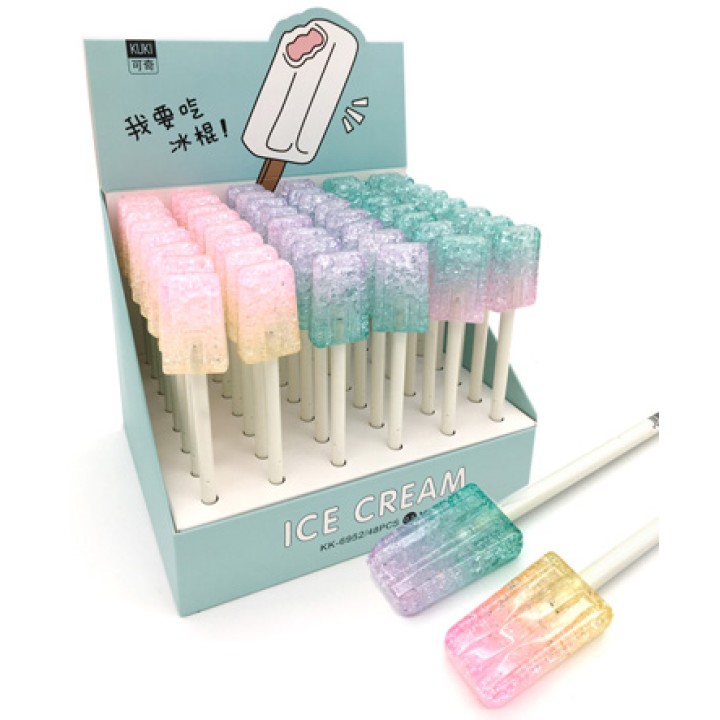 Intelligent. Ручка фигурная гелевая арт.KK-6952 "Эскимо"синяя, с фигуркой на колпачке, цв асс