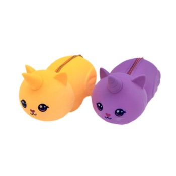 Intelligent. Пенал "Котик-Единорог с крыльями" силик. 17*10см, молния сверху, цв. ассорт арт.BZ-422