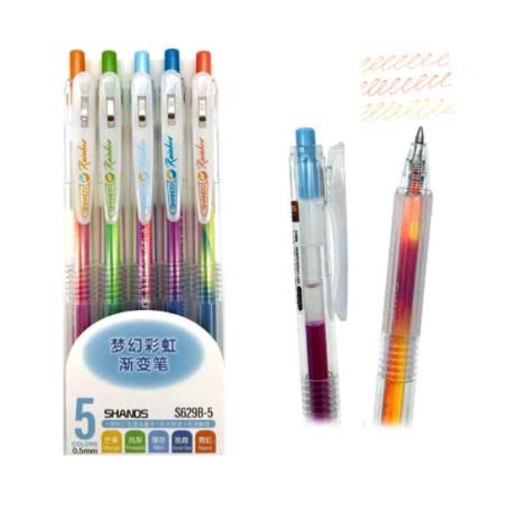 Intelligent. Ручки гелевые набор 5 цв."Shands" автом. разноц-е чернила S629-B упаков. пвх арт.CH-241