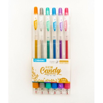 Intelligent. Ручки гелевые набор 6 цв. "Candy" автомат. прозр. корпус, упаков ПВХ арт. WDS-13