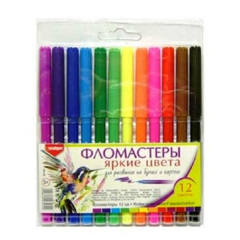 Intelligent. Фломастеры 12 цв. вент.колп. в блист, с европодвесом арт.ВN-46