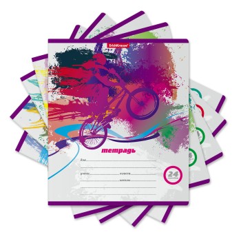 ErichKrause® Тетрадь школьная ученическая "Велопробег" 24 листа, линейка (поштучно) арт.42611