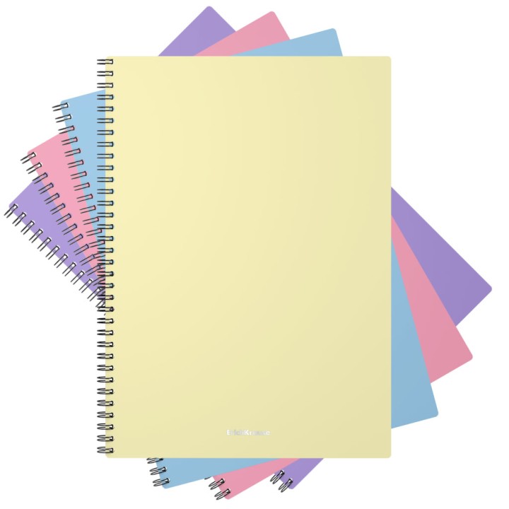 ErichKrause® Тетрадь общая с пластик.обложкой на спирали "Pastel" 80 л клетка (поштучно) арт.50163