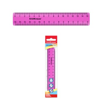 ErichKrause® Линейка пластиковая "Neon" 15см, розовая (поштучно) арт.52993