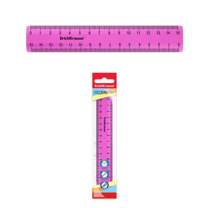 ErichKrause® Линейка пластиковая "Neon" 15см, розовая (поштучно) арт.52993