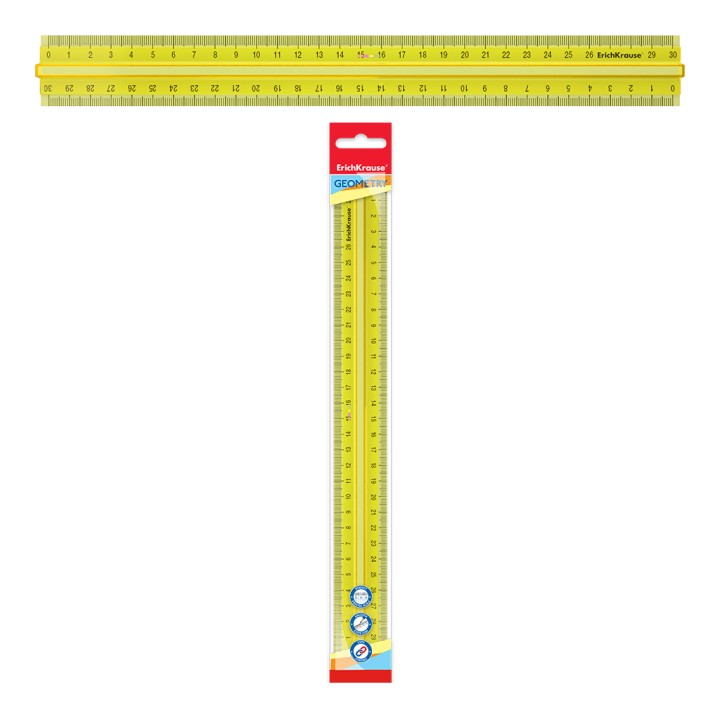 ErichKrause® Линейка с держателем пластиковая "Neon" 30см, желтая (поштучно) арт.55522