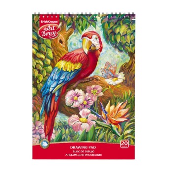 ErichKrause® Альбом для рисования на спирали "ArtBerry Попугай" 20 листов микроперф. арт.44994