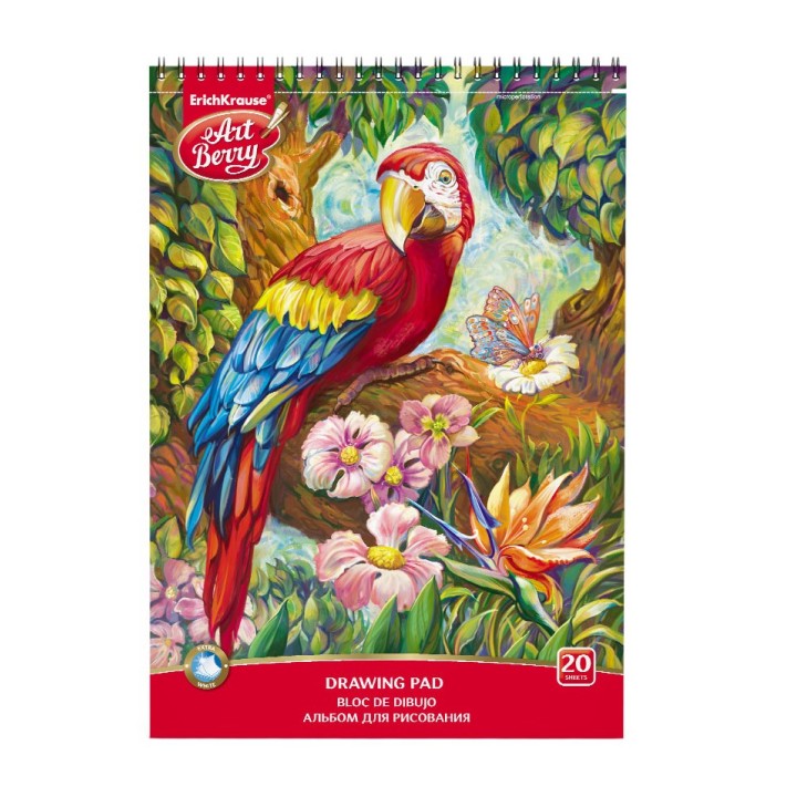 ErichKrause® Альбом для рисования на спирали "ArtBerry Попугай" 20 листов микроперф. арт.44994