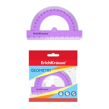 ErichKrause® Транспортир пластиковый "Standard Glitter" 180 град. 10 см, сиреневый арт.53025