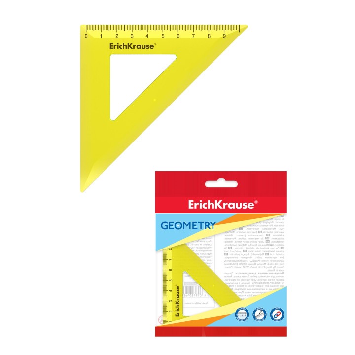 ErichKrause® Угольник пластиковый "Neon" 9 см/45 градусов (желтый, в флоупаке) арт.49548