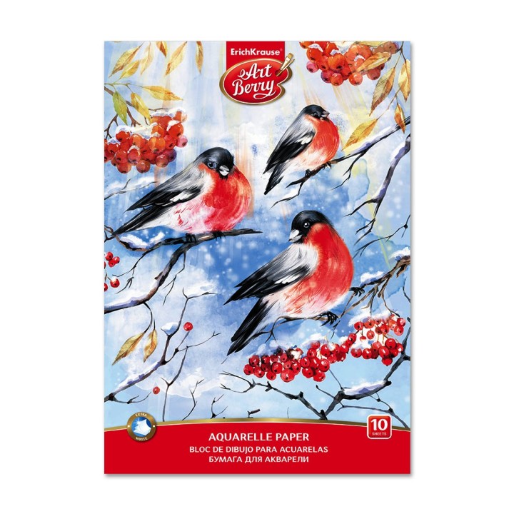 ErichKrause® Альбом для рисования на клею "ArtBerry® Снегири" 10 л. с бумагой для акварели арт.46894