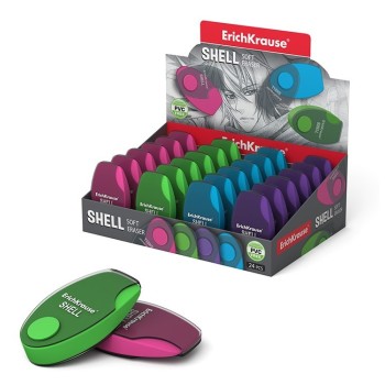 ErichKrause® Ластик в пластиковом футляре "Shell" в ассорт. (поштучно) арт.35133