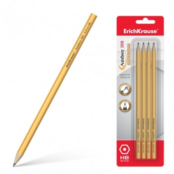 ErichKrause® Набор шестигранных карандашей "Amber" 4шт (чернографит) арт.45475