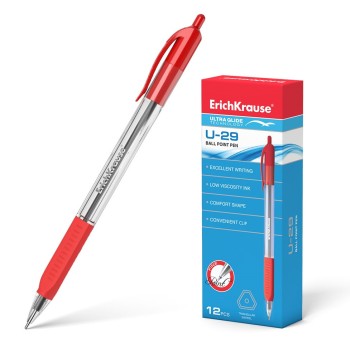 ErichKrause® Ручка шариковая автом. "Ultra Glide Technology" U-29 красная (поштучно) арт.33570