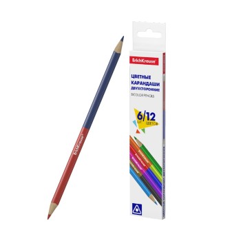 ErichKrause® Цветные карандаши трехгранные двусторонние "Basic" 6 шт 12 цв. арт.50530