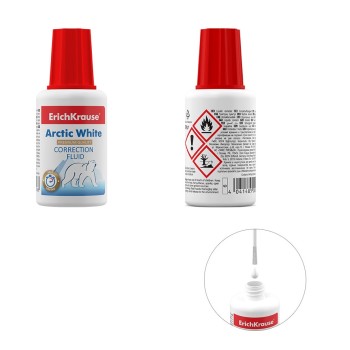 ErichKrause® Корректирующая жидкость с кисточкой "Arctic white" 20г (поштучно) арт.6