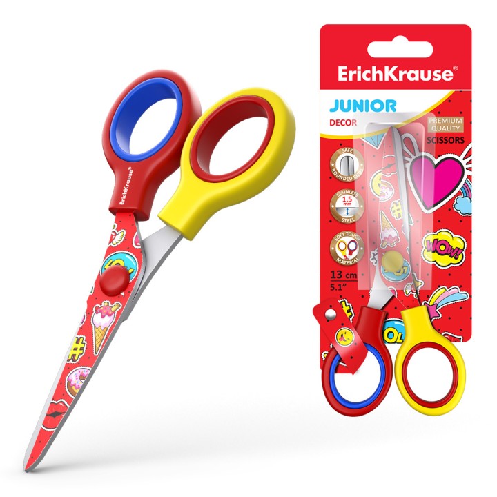 ErichKrause® Ножницы "Junior Decor Sweet Love" с принтом на лезвиях, 13см арт.53210