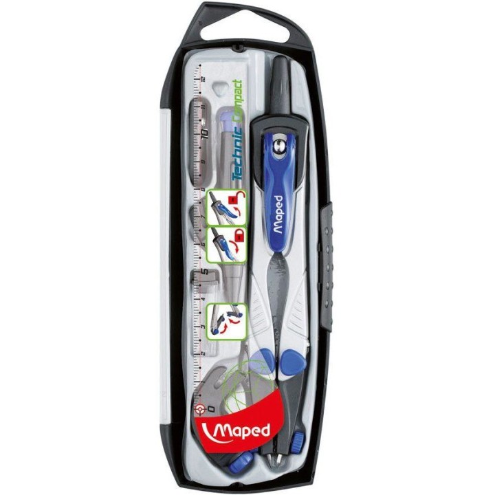 Maped. Готовальня с циркулем "Technic compact" с системой фикс, 5 пред. ударопроч. футляр арт.538705
