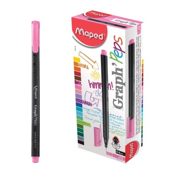 Maped. Ручка капиллярная "Graph Pep's" эргономичная зона обхвата, розовая (поштучно) арт.749118