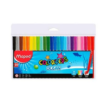 Maped. Фломастеры "Color'Peps Ocean" с заблок. пишущим узлом супер смываемые в пак.(24цв) арт.845722