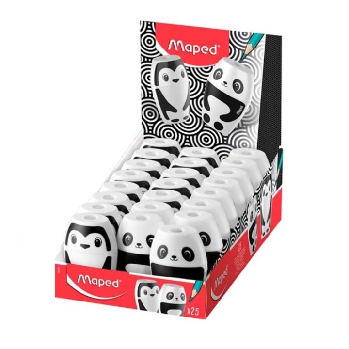 Maped. Точилка "Shakky" (в виде панды и пингвина) 1 отверстие, с конт. арт.034014