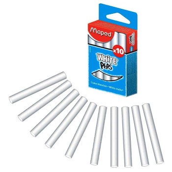 Maped. Мелки белые круглые "White'Peps" (специальная формула "без грязи") (10 шт) арт.593500